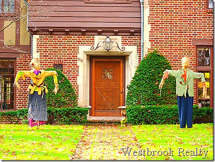 Door with well dressed scarecrows